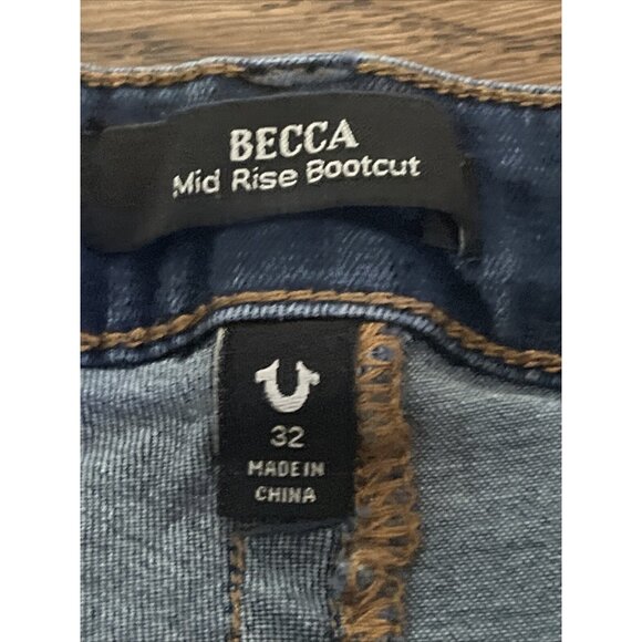 True Religion Women’s Size 32x32) Becca Mid Rise Bootcut Dark Wash Jeans NWOT - Picture 3 of 11